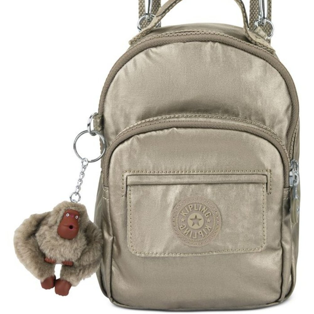 Kipling Mini Convertible Backpack Crossbody Silve… - image 1